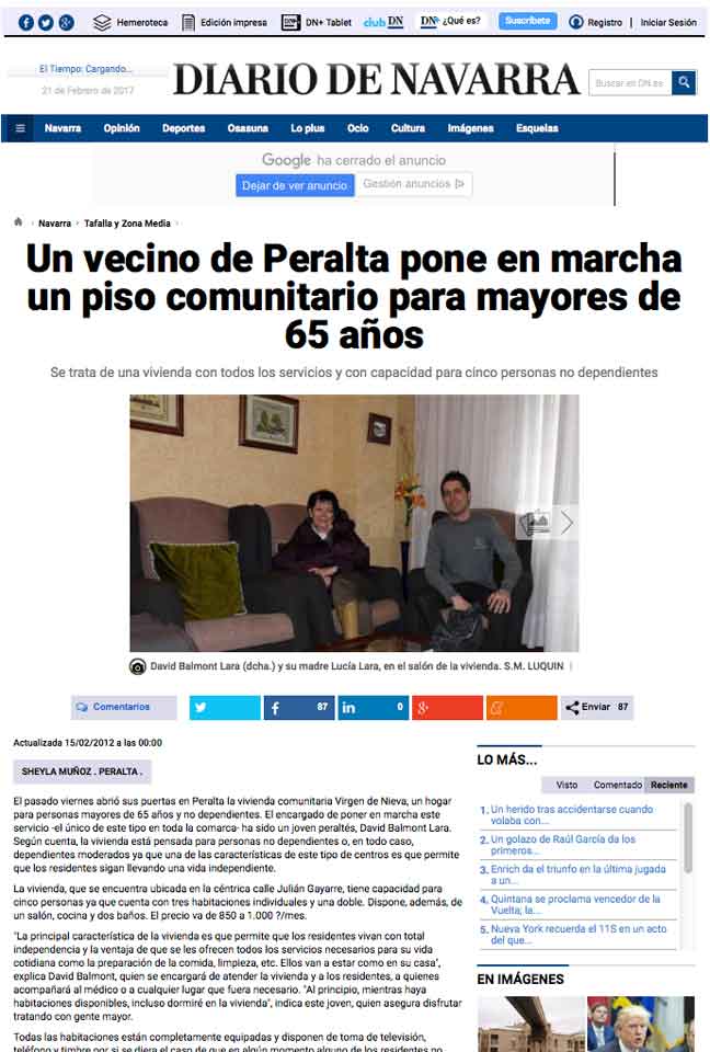 Residencia de personas mayores y de la tercera edad en Peralta, Navarra.